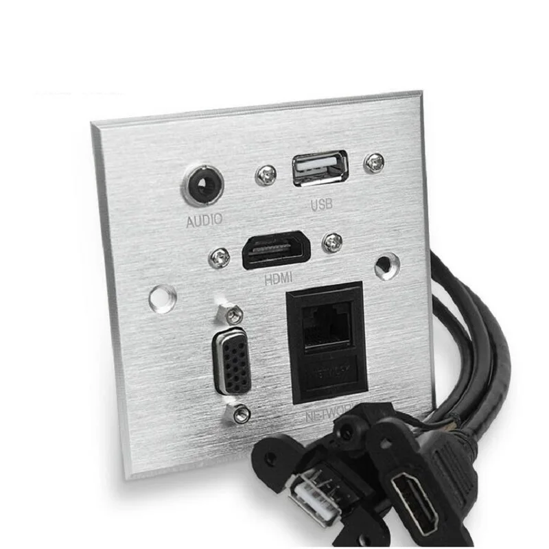 

Multi-media aluminum alloy panel model 86 multi-function socket panel multi-media information panel HDMI, USB,Audio,VGA,Network