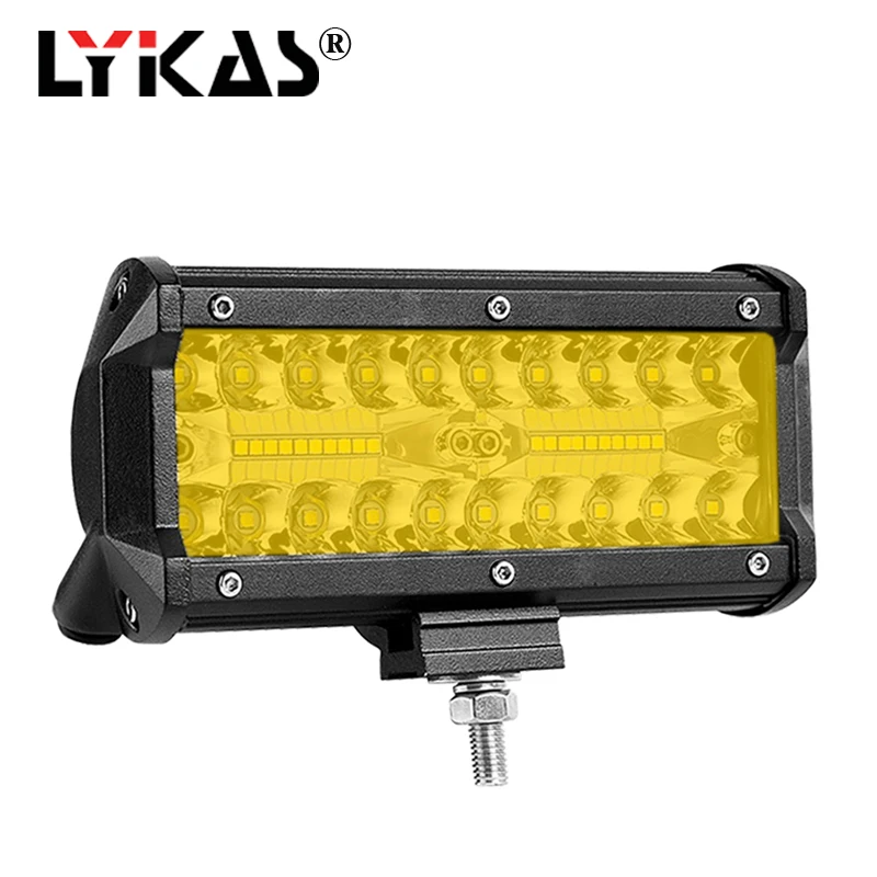Meilleur LYKAS 7 pouce 120 w Offroad Led Travail Barres Lumineuses pour Tracteur Bateau Camion SUV ATV UAZ Spot Flood Combo faisceau 12 v 24 v 3000 k