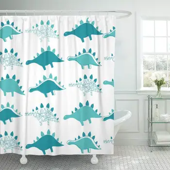 

Shower Curtain with Hooks Dinosaur Colorful Ideal Baby Party Kindergarten Children Room Birthday Boy Cartoon Fun Bathroom