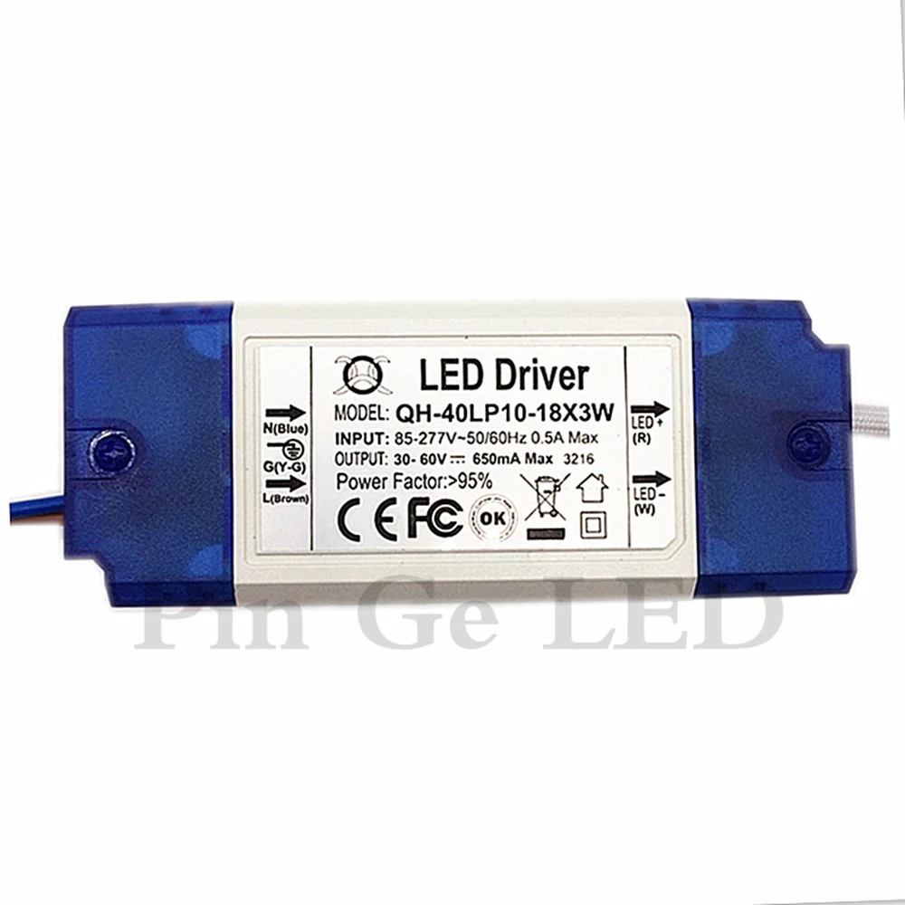 Светодиодный потолочный светильник ing драйвер 10-18X3W 600ma 650ma DC 30-60V 30 Вт 40 высокой