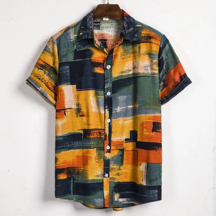 

MJARTORIA2019 Stylish Fashion Arrivals Summer Hot Fashion Mens Printed Turn Down Collar Short Sleeve Loose Casual Tide Shirts
