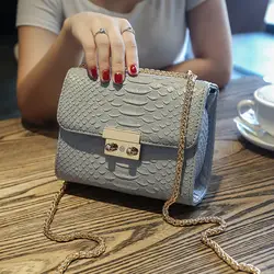 Новая Корейская версия женская Chao 2018 простая Мода Крокодил цепи одного плеча мешок Наклонная Сумка Pu сумочка