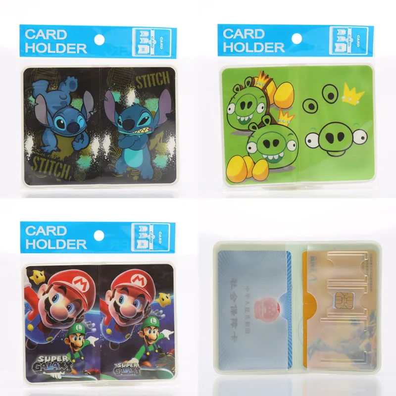 

2017 Cartoon Folded Card Holders Sponge Bob Stitch Birds Union Flag PVC ID & IC Card Cover 8 Colors Credit Card Case for 2 Cards