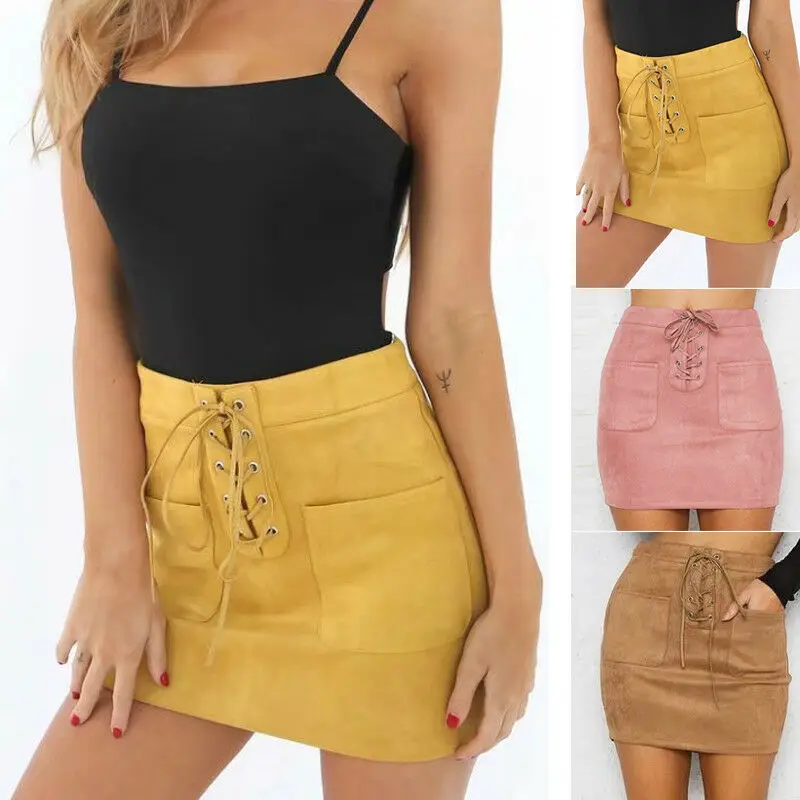 

Hot Sale Women Ladies Fashion Casual Summer Skirt Elastic Pleated High Waist Solid Bodycon Short Pencil Skirts Party Clubwear