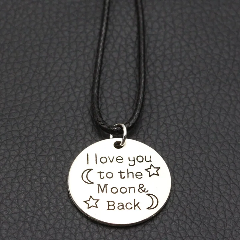 Initial Necklace I Love You To The Moon &amp Back Pendant Leather Fashion Jewelry For Women Girlfriend Gift | Украшения и