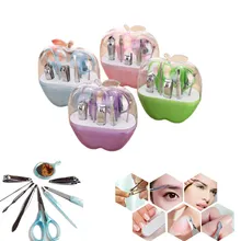 9 шт. маникюрный набор в форме яблок из нержавеющей стали, ножницы для ногтей, зеркальные серьги, зажим для бровей, дорожный макияж, инструменты для ухода за ногтями