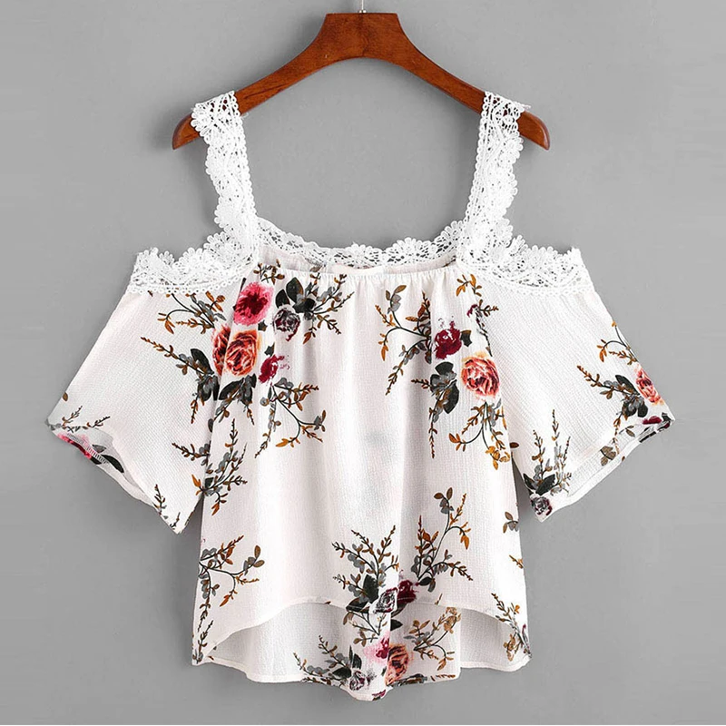 

Vintage Off Shoulder Top Women Printed Lace Tshirt Summer Short Sleeve Oversize Ladies Shirt Casual Pullover White T-Shirts