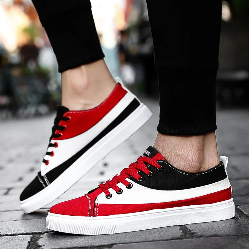 Mode Respirant Toile mandarin Printemps Femmes Duck blanc Correspondant Couleur 2018 Simples Chaussures De Nouvelles rouge Noir Plates Simple Marée Ix4CqYR