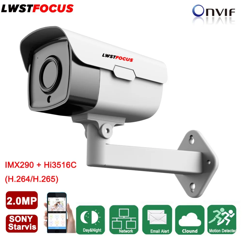 

4pcs Array Leds 60M IR 2MP 1080P HD IP Camera Micro SD/TF Card Sony IMX290 Onvif P2P Outdoor Network CCTV Camera Optional Audio