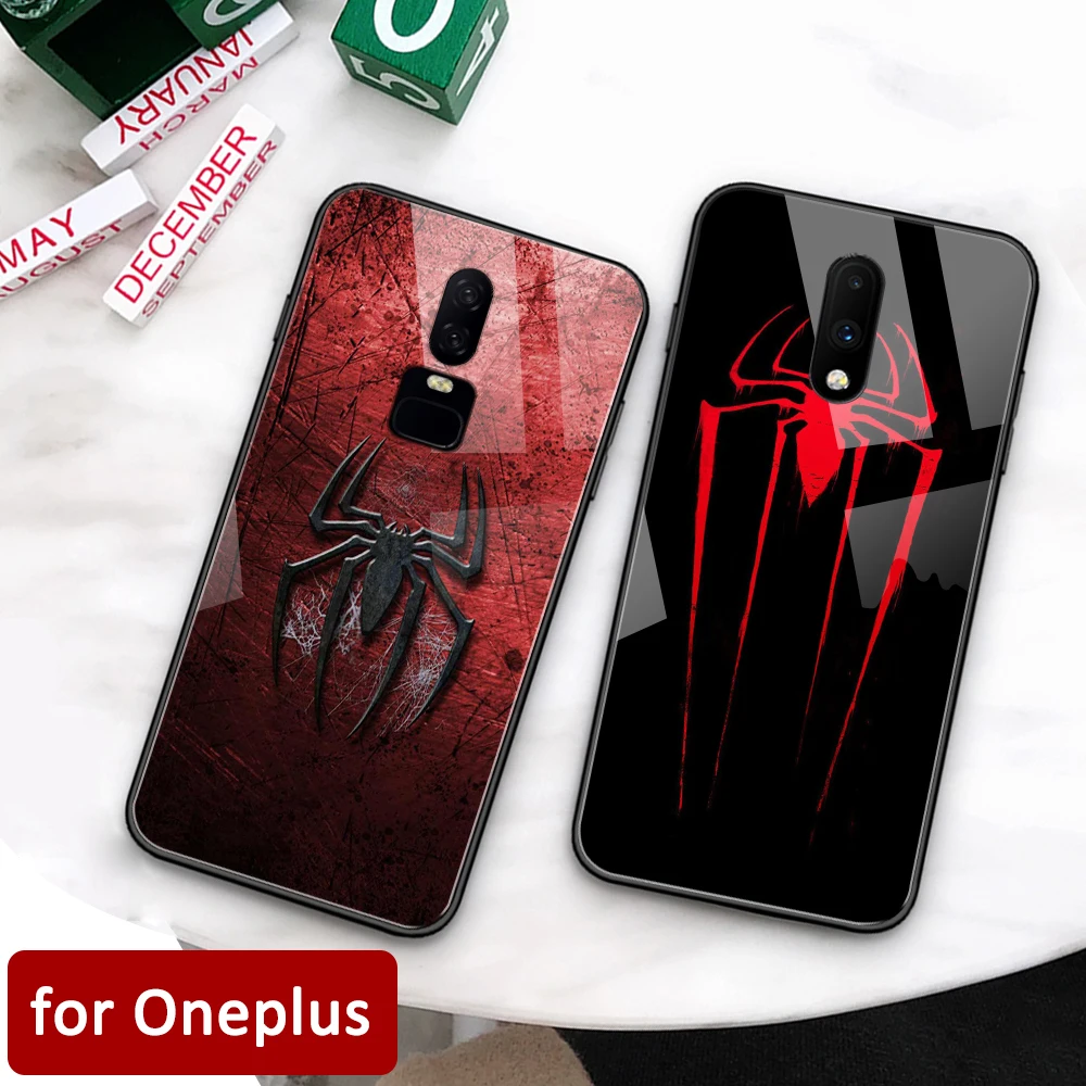 

One Plus 7 pro cover spiderman 1+5T 7 Glossy Tempered Glass back cover 1+6 Shell For OnePlus 5 6 6T 7pro
