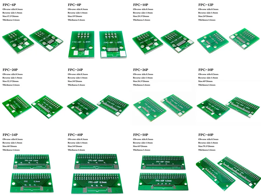 5 шт. FFC/FPC плата адаптера 6P 8P 10P 12P 20P 24P 26P 30P 40P 50P 60P пластина 0,5 1,0 мм до 2,54 мм плоский кабель Разъем для PCB ЖК-дисплей