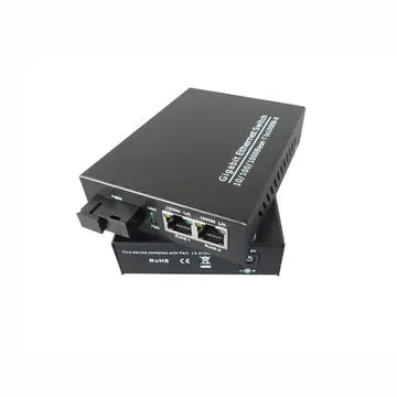 

10/100/1000Base-Tx to 1000Base-Fx, 1 Fiber port + 2 RJ45 ports, mutli-mode fiber media converter switch