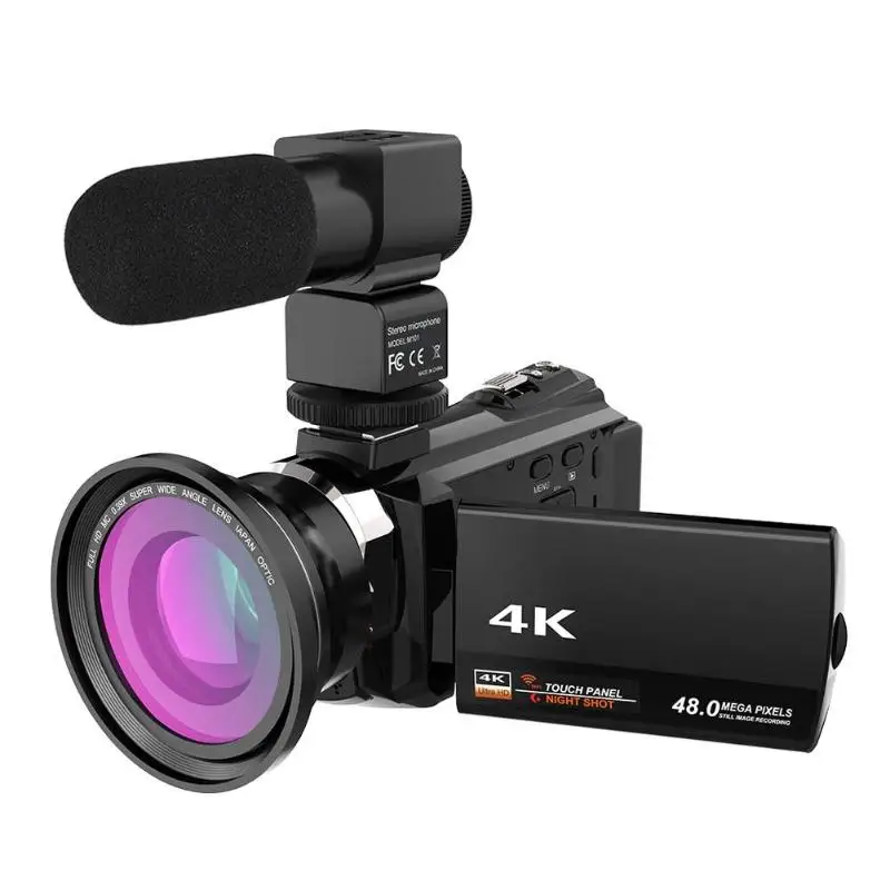 

ALLOET 16X Digital Video Camera 4K WiFi Ultra HD 1080P 48MP Camcorder+Microphone+Wide Angle Lens UK Plug Consumer Camcorders