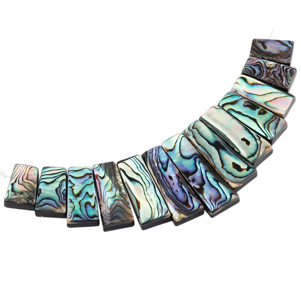 

SUNYIK New Zealand Abalone Shell Pearl MOP Rectangle Bar Loose Beads Pendant Set Stone Jewelry