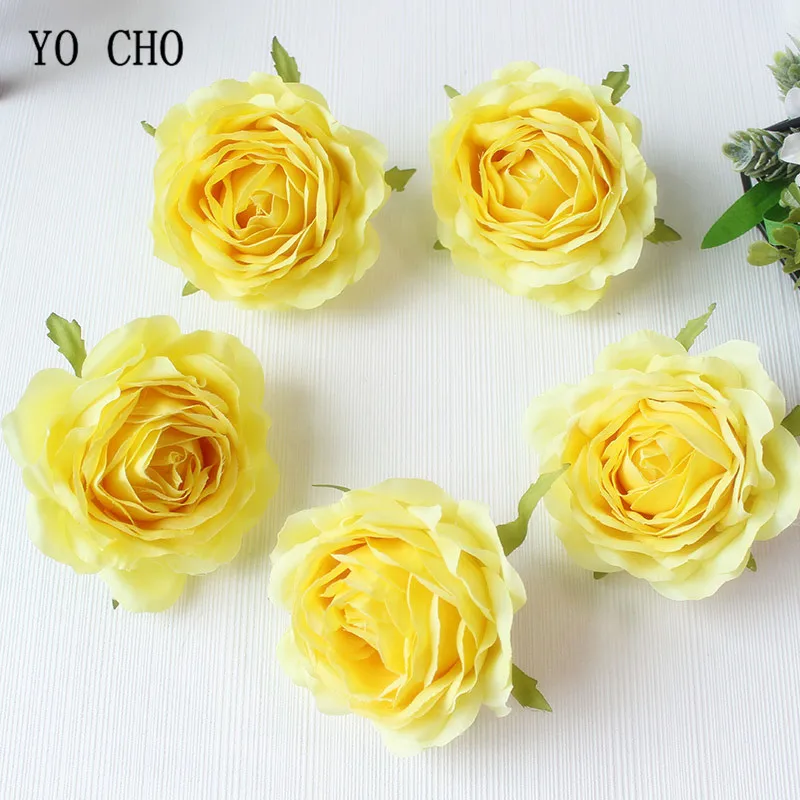  Red Rose Artificial Flower Head White Pink Silk Peony Big Flower Heads Wedding Party Decoration Fake Flowers Diy Wreath  (126)