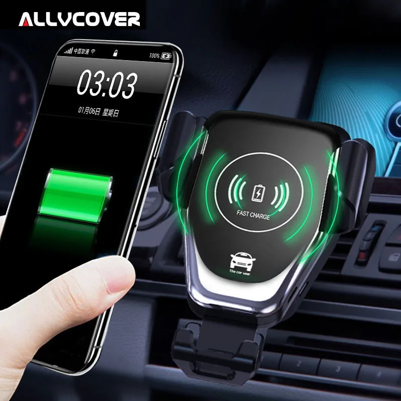 Allvcover автомобиль тяжести крепление Qi Беспроводной Зарядное устройство для iPhone X 8
