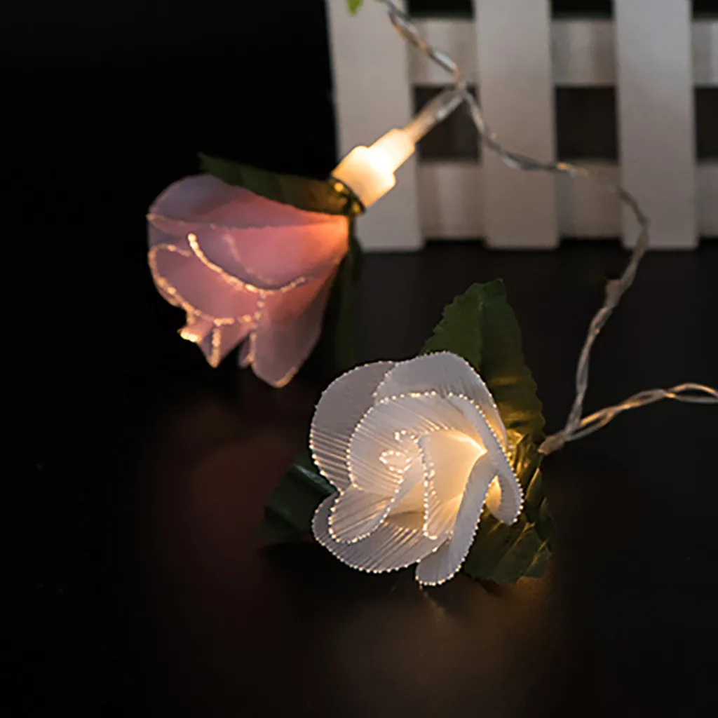 

2019 The Cutest Rose String White Powder Phase Flower Decorative Lights 10LED LED Light Waterproof Transparent Cables