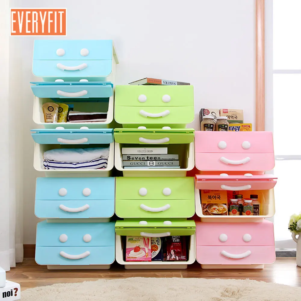Può essere Sovrapposta Box di Stoccaggio Comodino Per Abbigliamento e Altri Oggetti di Uso Quotidiano Laterale aprire smiley faccia box