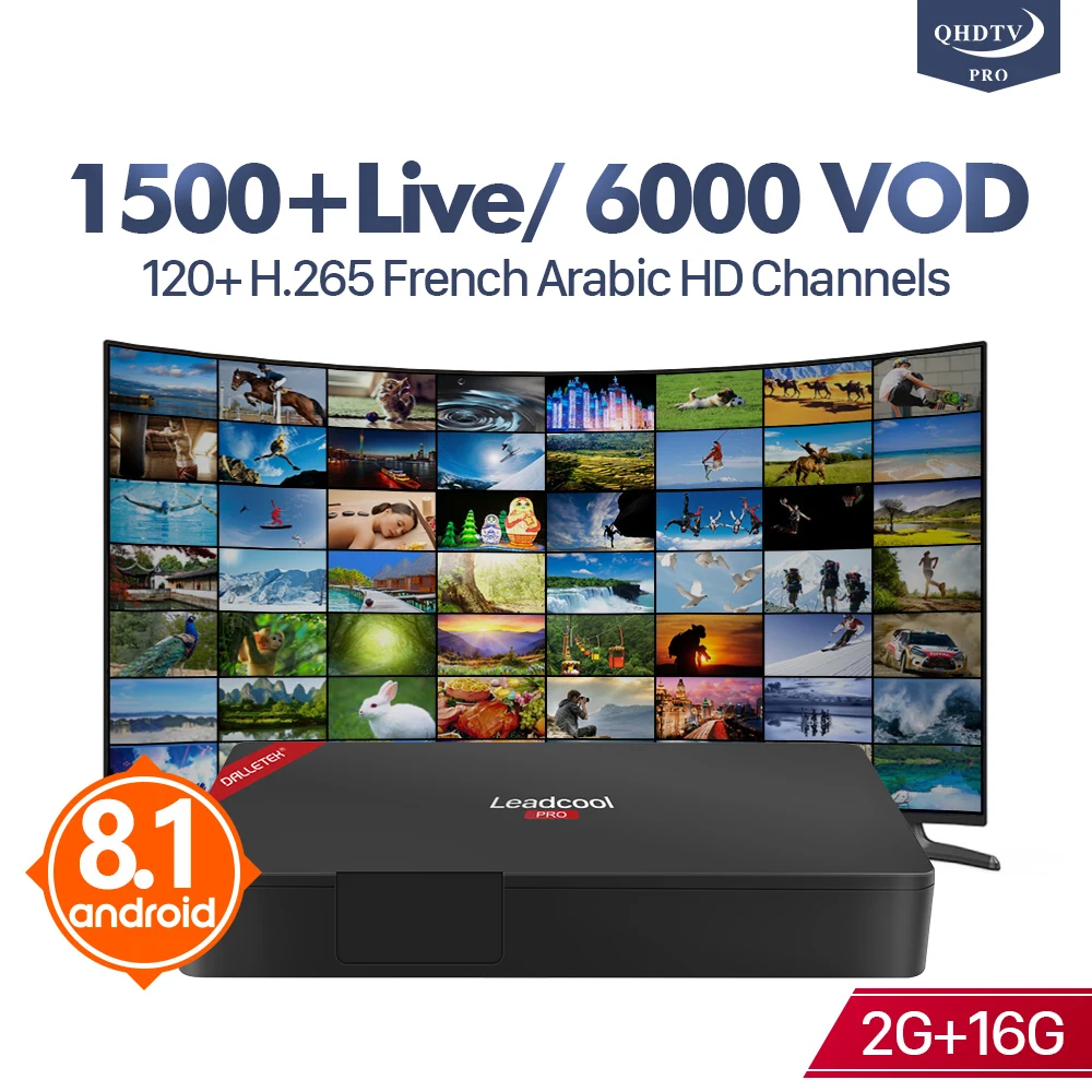 

Android Leadcool Pro France IPTV Box Subscription IP TV Android 8.1 2G+16G 4K QHDTV Pro Arabic French IPTV 4K Decoder H.265