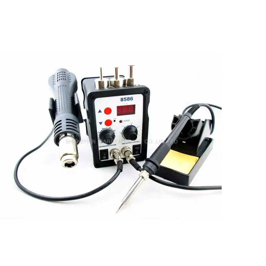 

Best Selling 220V 8586 2in1 Rework Station Hot Air Gun + Solder Iron better than ATTEN