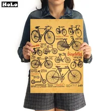 Bicicleta cartel con diagrama Retro de alta calidad de papel de Kraft de pintura sala de café Pub pegatina de pared de bar 42x30cm GGA023