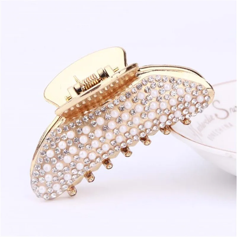 designer head scarf 1PC Rhinestone Hair Clips Crab Hair Claw for Girl Hairpins Barrettes Headwear Women Pearl Hair accessories Fashion bride hair clip Hair Accessories