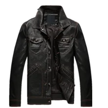 KENNTRICE мотоциклетная куртка Мужчины искусственная кожа зимние рокерные пальто с отложным воротником молнии ПУ повседневная куртка топы с длинными рукавами