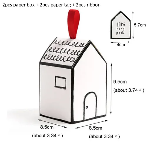 2 комплекта белая подарочная коробка в форме дома с Рождеством ручной работы, коробка для печенья, шоколада, конфет, подарочные упаковочные коробки, бумажные бирки - Цвет: High House