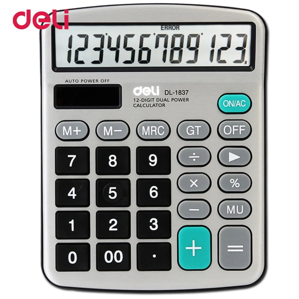 Deli 12 digits metal panel desktop calculator classical large