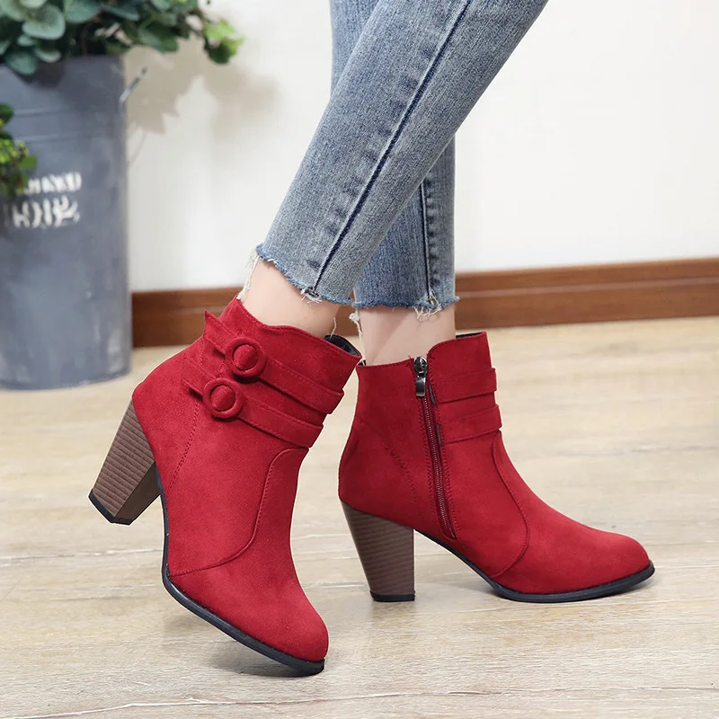 Boots Women 2019 Ankle Boots For Women High Heel Autumn Shoes Women Fashion Zipper Boots Size 43 Botas Mujer rtg67