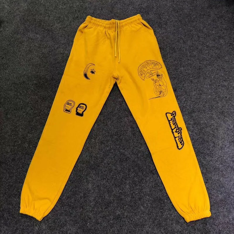 

Hip Hop Brain Dead Gustavo Sweatpants Kanye West Autumn Winter 19SS Joggers Black Yellow Brain Dead Gustavo Sweatpants Trousers