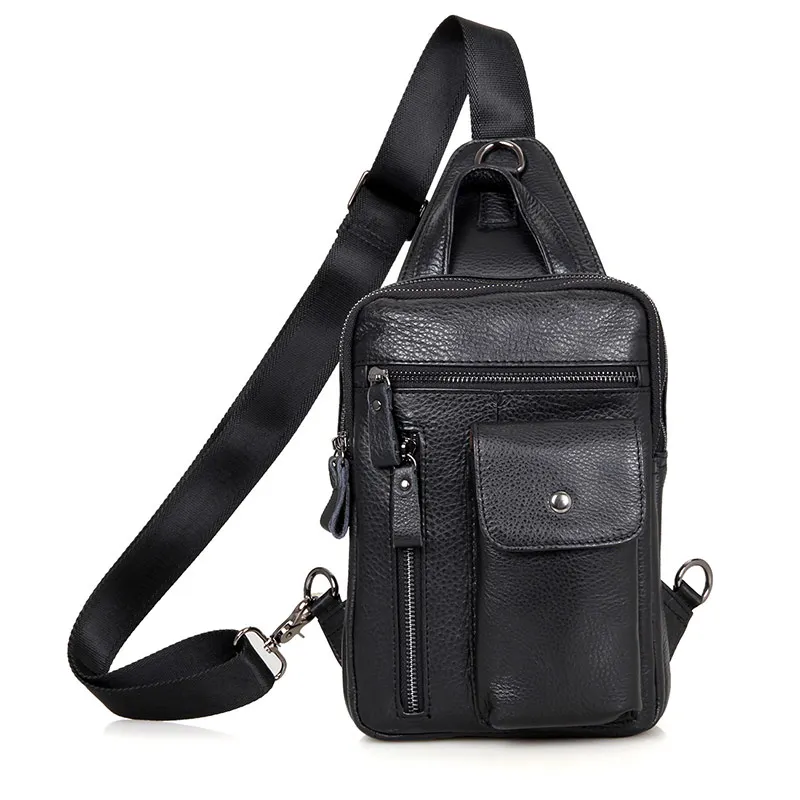 

Genuine Cow Leather Cross Body Chest Bag For Men's Small Backpack For Man 4006A