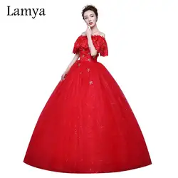 Ламия модный бренд принцесса плюс Размеры красный Чепчики кружевные рукавом свадебное платье 2018 Модные свадебные платья дешевые Vestido De Noiva