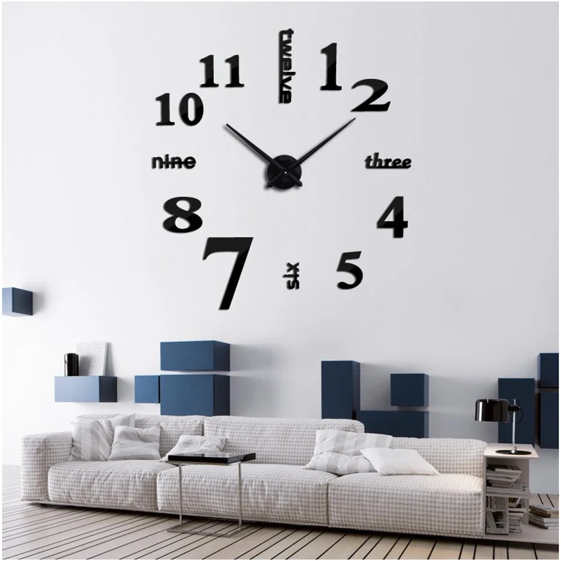 Новые большие настенные часы современный дизайн 3D DIY настенные часы интерьерные домашний декор Relogio De Parede