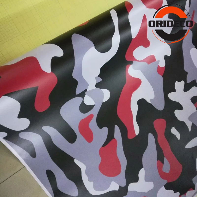 New Arrival red black white camo vinyl wraps 3