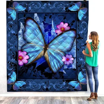 

Dropshipping Butterfly Bee Print Quilt For Kids School Adults Bed Soft Warm Thin Blanket Cotton Quilt King Size Customize