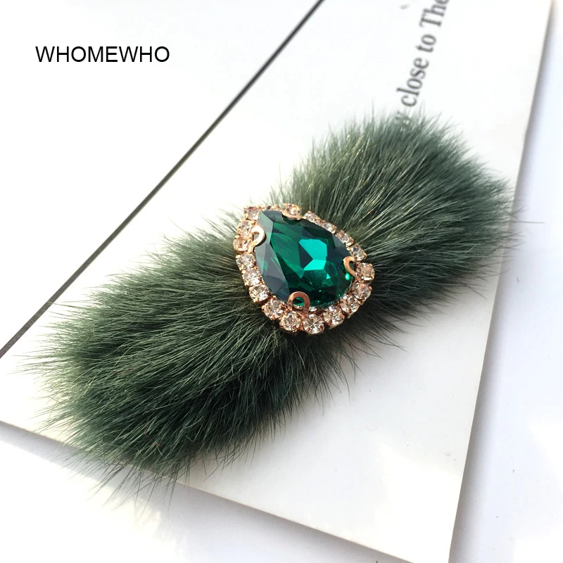 

Faux Rabbit Fur Pom Pom Rhinestones Handmade Beaded Brooch Patches Applique Sew on Beading Clothes Shoes Clip Decoration DIY