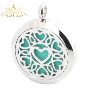 

10pcs Heart Love Aromatherapy Essential Oil Surgical Stainless Steel Perfume Diffuser Locket Necklace Pendant Free 20pcs Pads