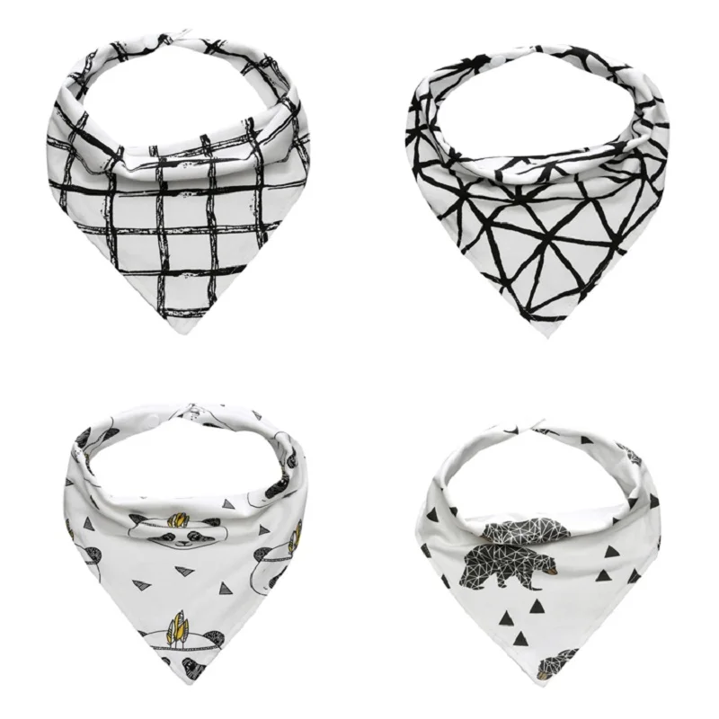 

4Pcs/Lot 7 Styles Baby Burp Bandana Bibs Cotton Soft Kids Toddler Triangle Scarf Bib Cool Accessories Infant Saliva Towel BBS004