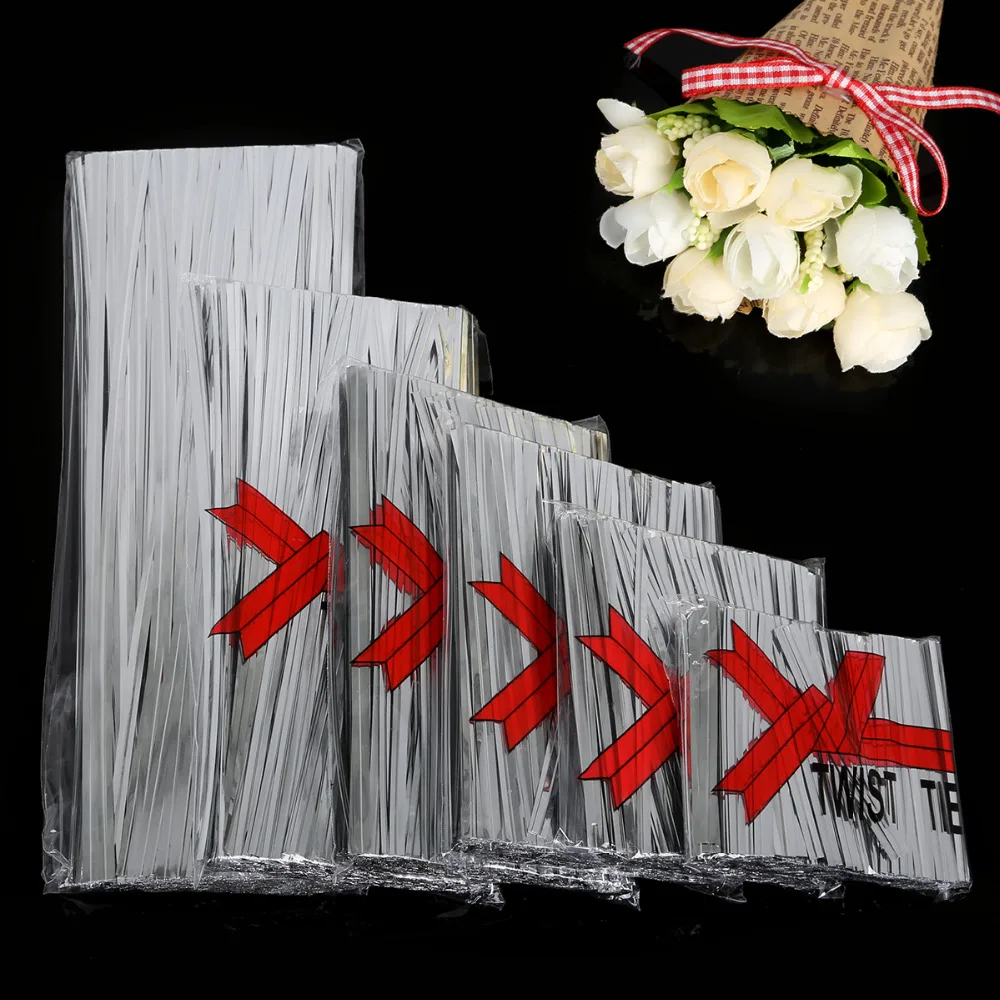 Однотонные Серебристые 800 шт./упак. твист стяжки проволока для торта поп