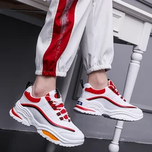 Модные не скользящие мужские кроссовки из вулканизированной кожи; мужская новая белая Повседневная обувь; Erkek Ayakkabi Dad Shoes Man