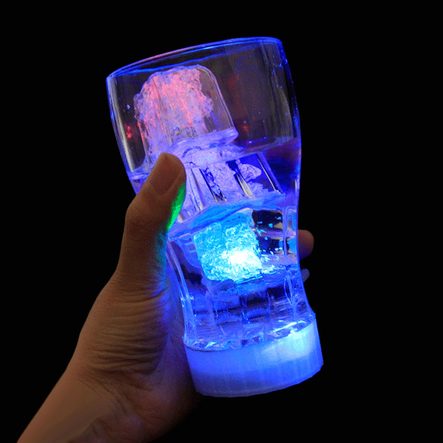 

Behogar 12pcs LED Glowing Light Up Ice Cubes Slow Flashing Color Changing Cup Light Without Switch for Wedding Party Decoration