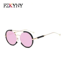 FZKYNY New Fashion Round Sunglasses Women Men Brand Designer Vintage Metal Frame Sun Glasses Pink Lenses Eyewear Oculos De Sol FZKYNY New Fashion Round Sunglasses Women Men Brand Designer Vintage Metal Frame Sun Glasses Pink Lenses Eyewear Oculos De Sol
