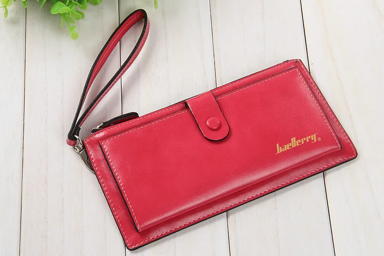 Baellerry Brand Women Long PU Leather Wallet Dollar Price Carteira Clutch Coin Purse Female Wristlet Hand Bag Card Holder - Цвет: Watermelon Red