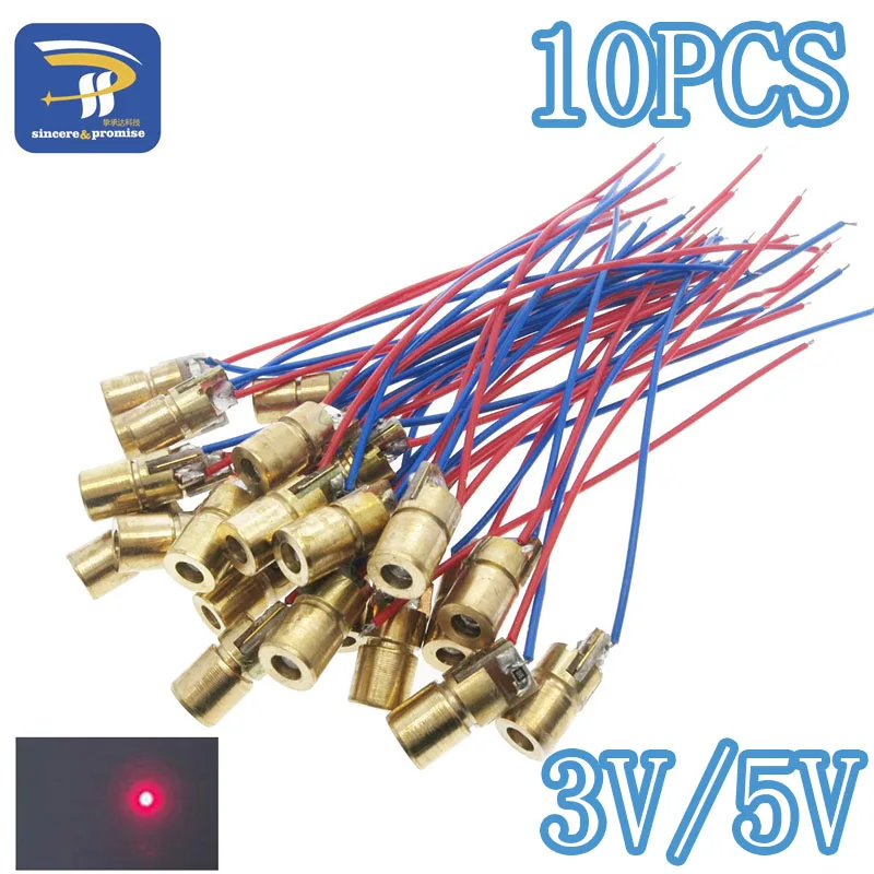 10 шт. лазерные диоды 5 мВт 650 нм диоды RED Dot Лазерная Диодная схема 3 В/5 В 5 мВт 650 нм модуль указка прицел Медная головка