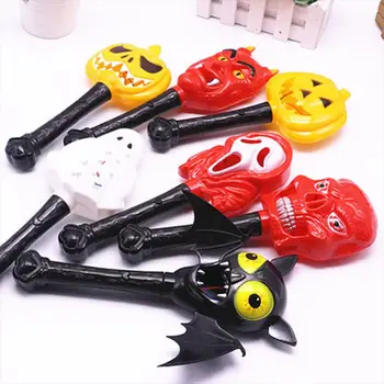 

New Arrival Fashion Halloween Pumpkin Shape Ghost Pattern Skull Witch Plastic Glow Stick Light-Up Toys Style Random Color