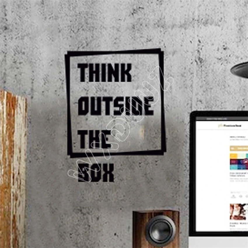 

WXDUUZ Think Outside the Box Wall Quote Vinyl Sticker Decor Love Art Mural kitchen living room Vinyl Wall Sticker B559