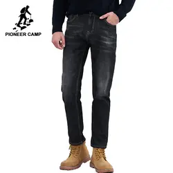 Пионерский лагерь новые зимние теплые джинсы Мужская брендовая одежда повседневные однотонные флисовые Толстые Мужские качественные