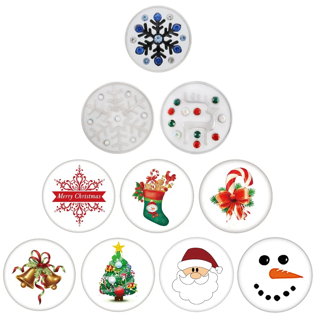 

Mixed Christmas snowflake Snap Jewelry Colorful enamel crystal 18mm 20mm metal Snap jewelry fit Snap Bracelet Bangles for women