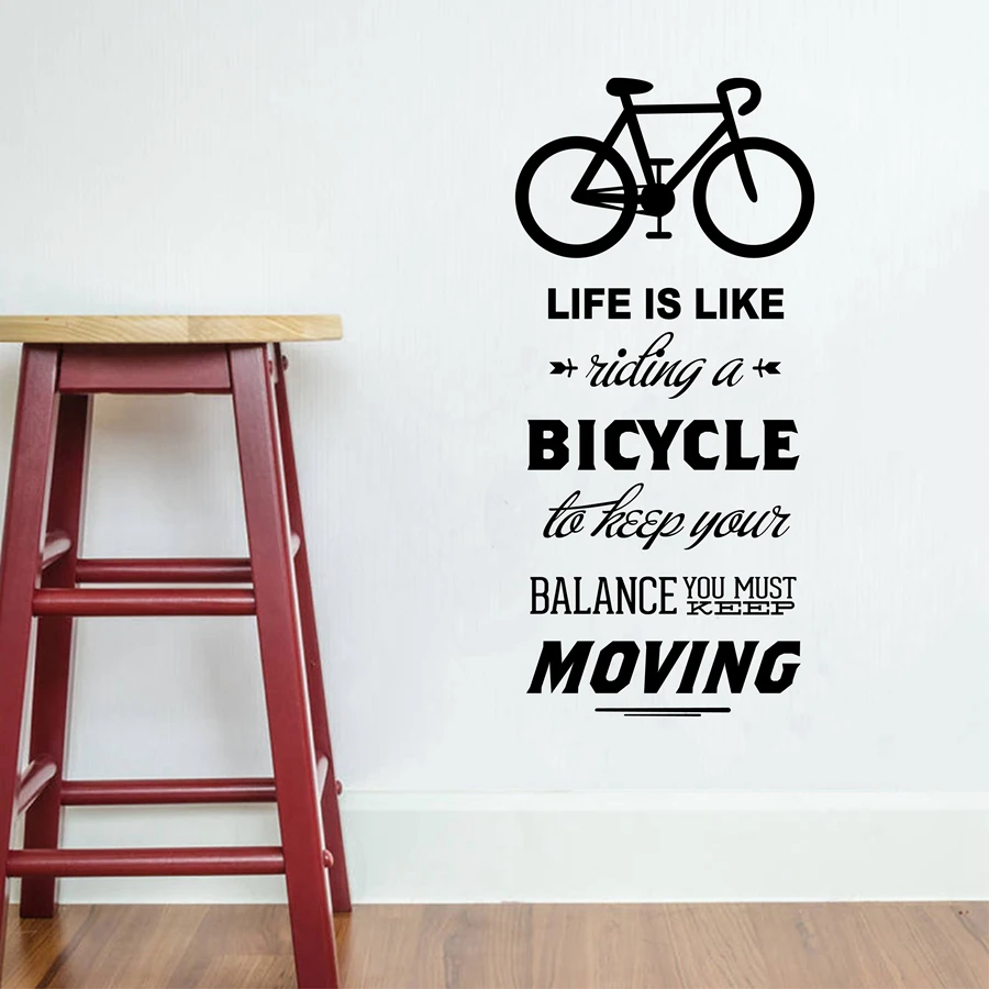 Life Is Like Riding A Bicycle Quote Bike Sport DIY Vinyl Art Wall Decor Stickers Wallpapers Home Decoration in Wall Stickers from Home & Garden on